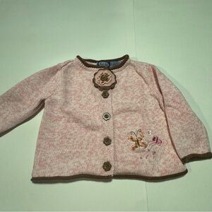 Kola Kids Vintage Pink Cardigan with Butterfly Detail